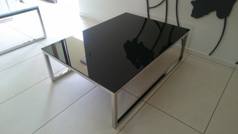 Stolik kawowy ze stali kwasoodpornej z szybą